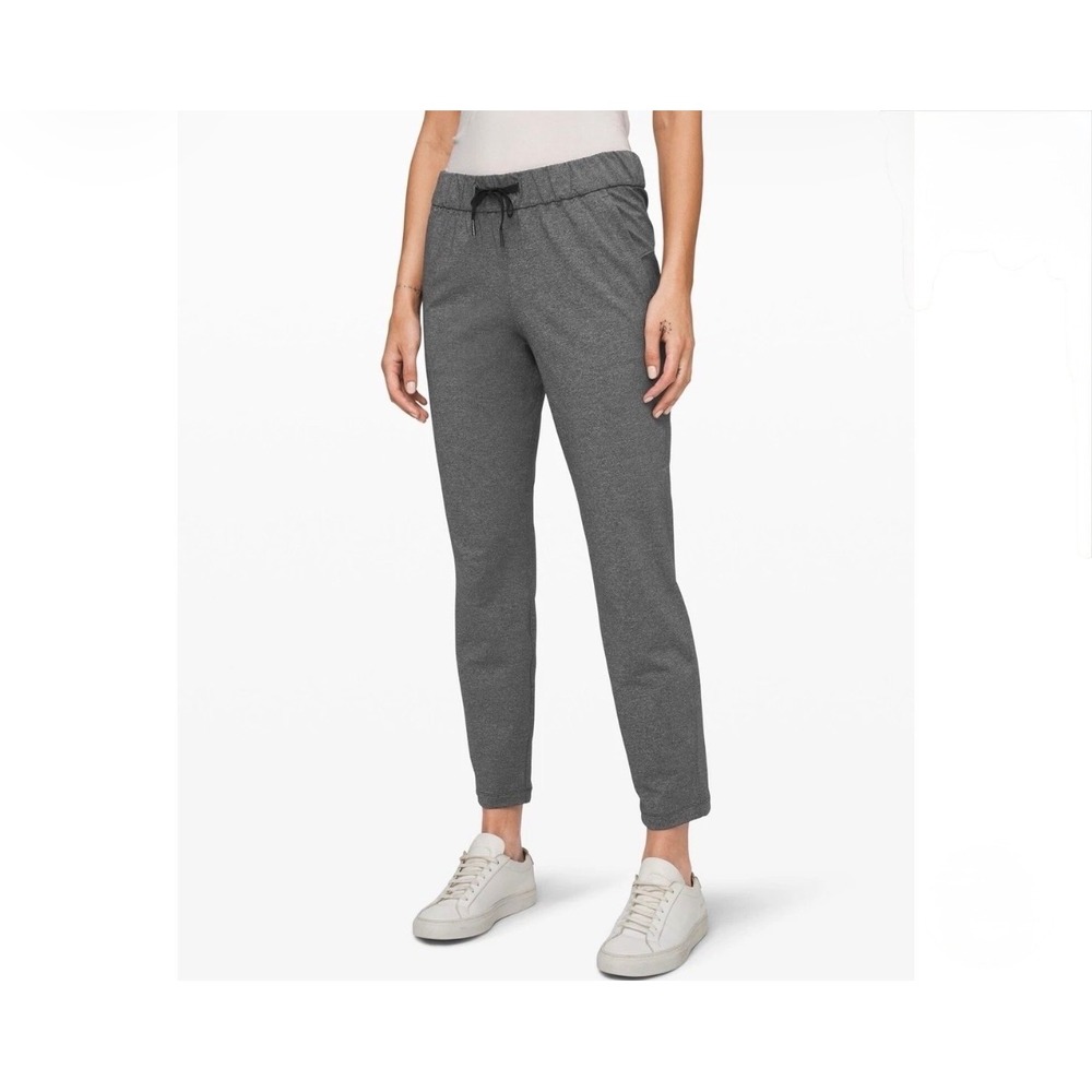 Lululemon On the Fly 7/8 Pant Heathered Charcoal Grey Size 10 Drawstring Jogger